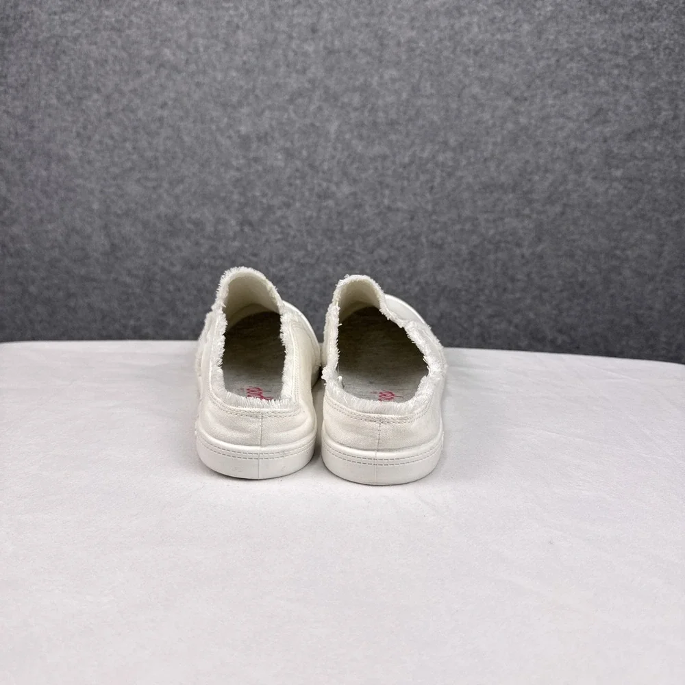 Jellypop Womens White Canvas Slip On Mule Sneakers Frayed Edge Size 10M‎